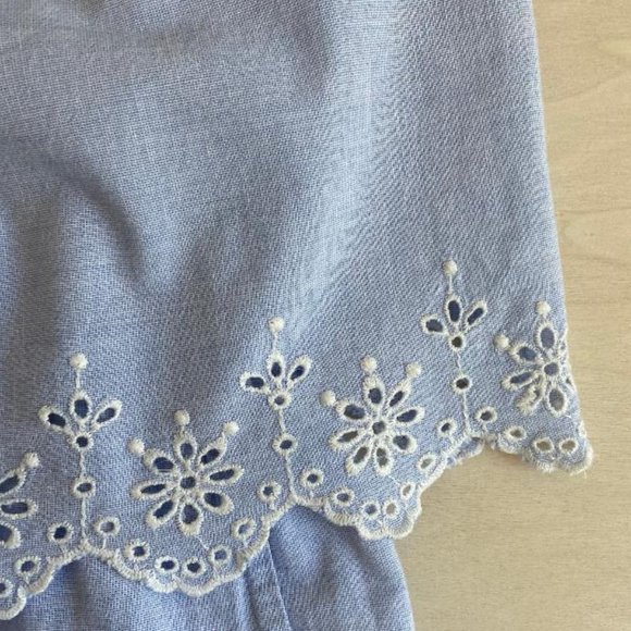 Mini Boden Girl's Fun Layered Chambray/Broderie Romper - Picture 4 of 8